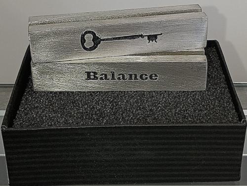 Balance Is Key Pewter Business Card Holder